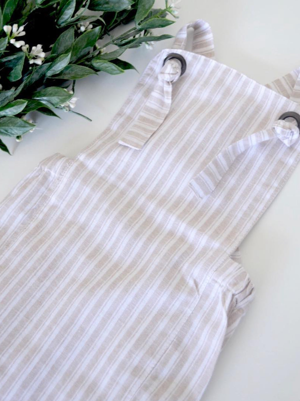 Beige linen romper unisex