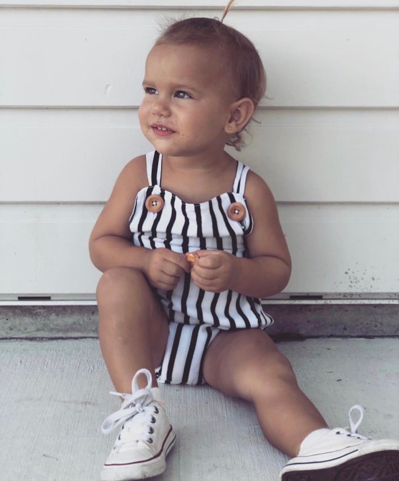 Black & white stripe romper