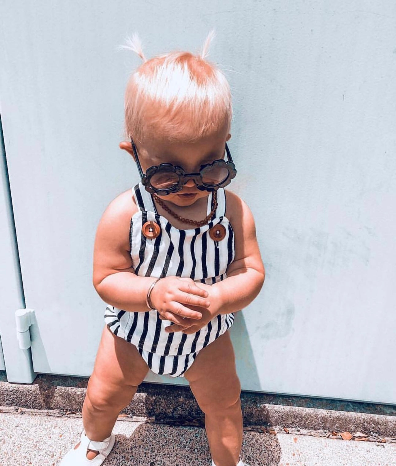 Black & white stripe romper