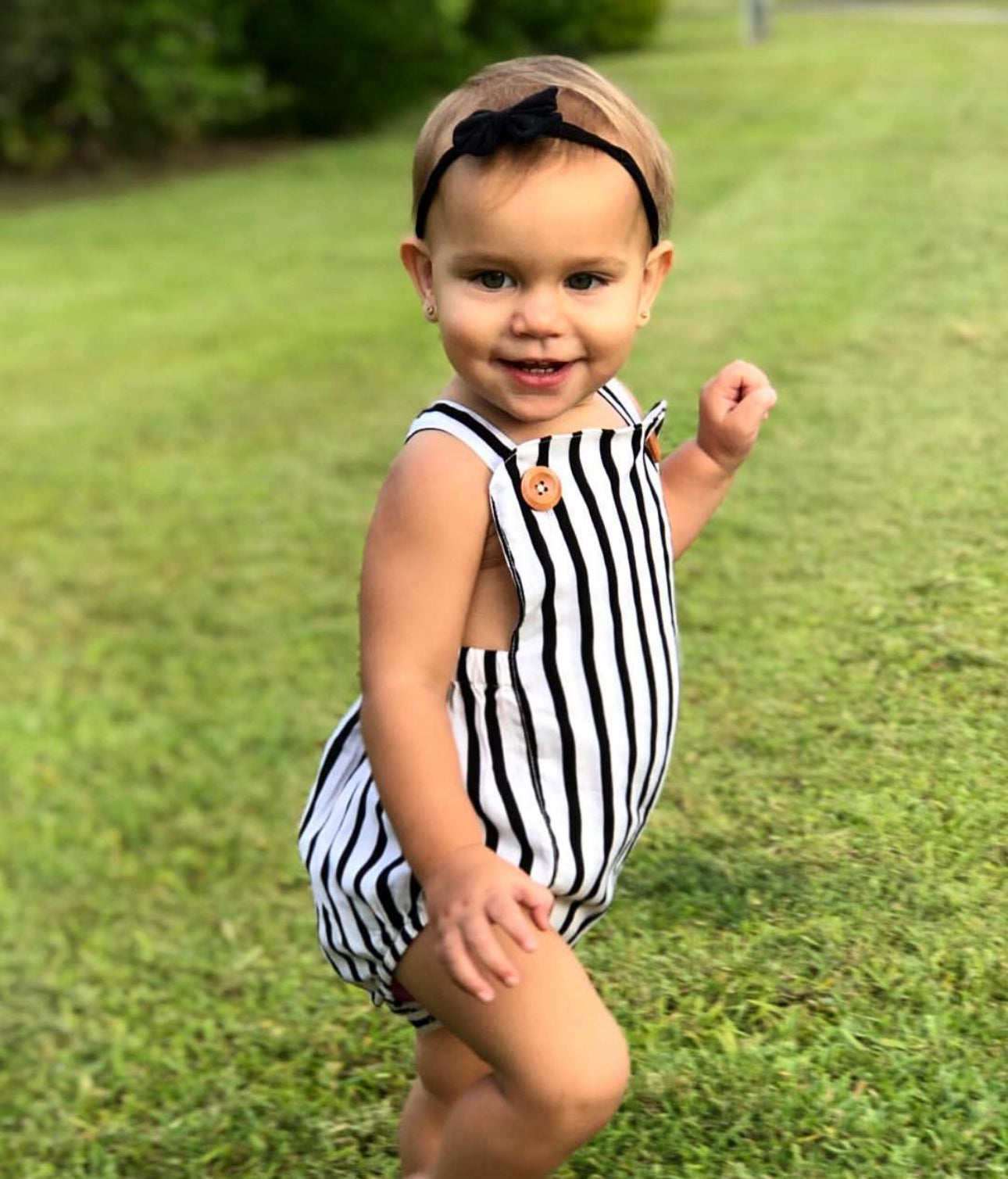 Black & white stripe romper