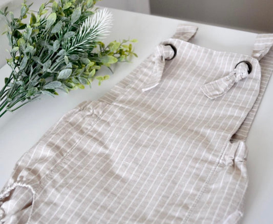 Check oat linen romper