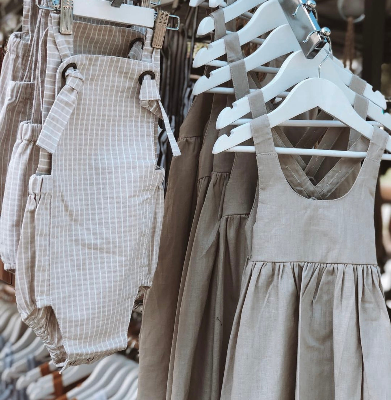 Check oat linen romper