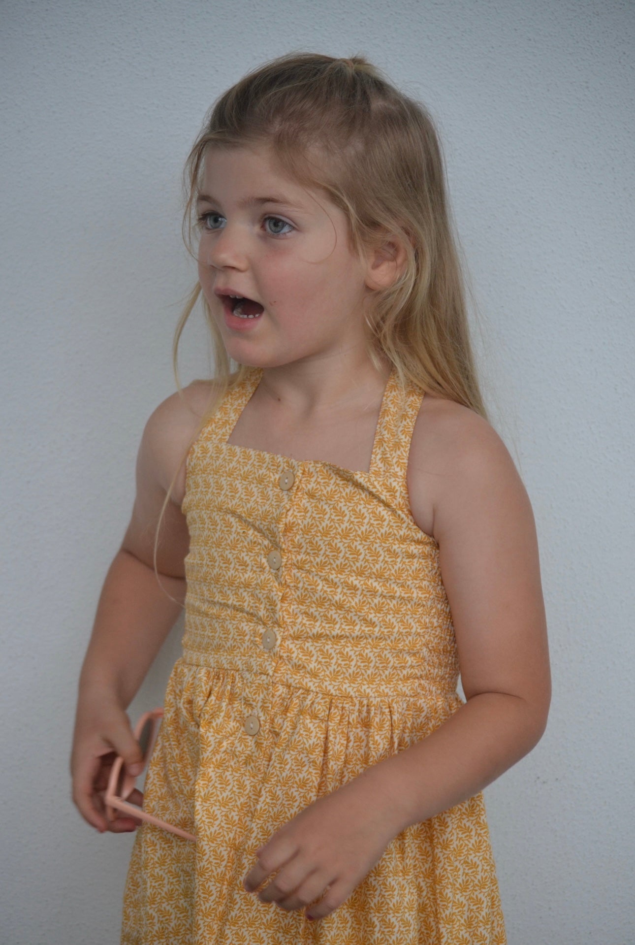 Evelyn Button dress- mustard