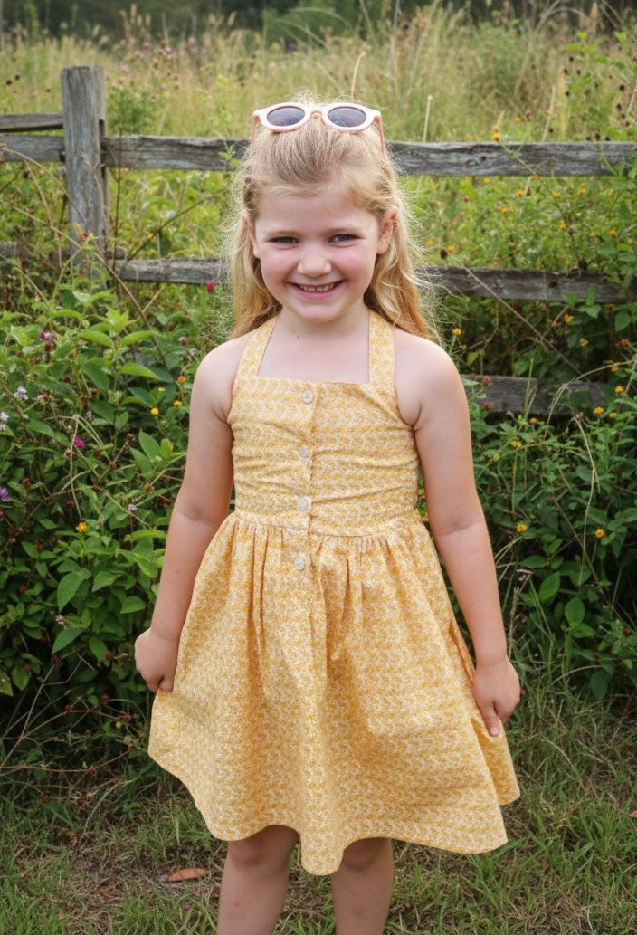 Evelyn Button dress- mustard