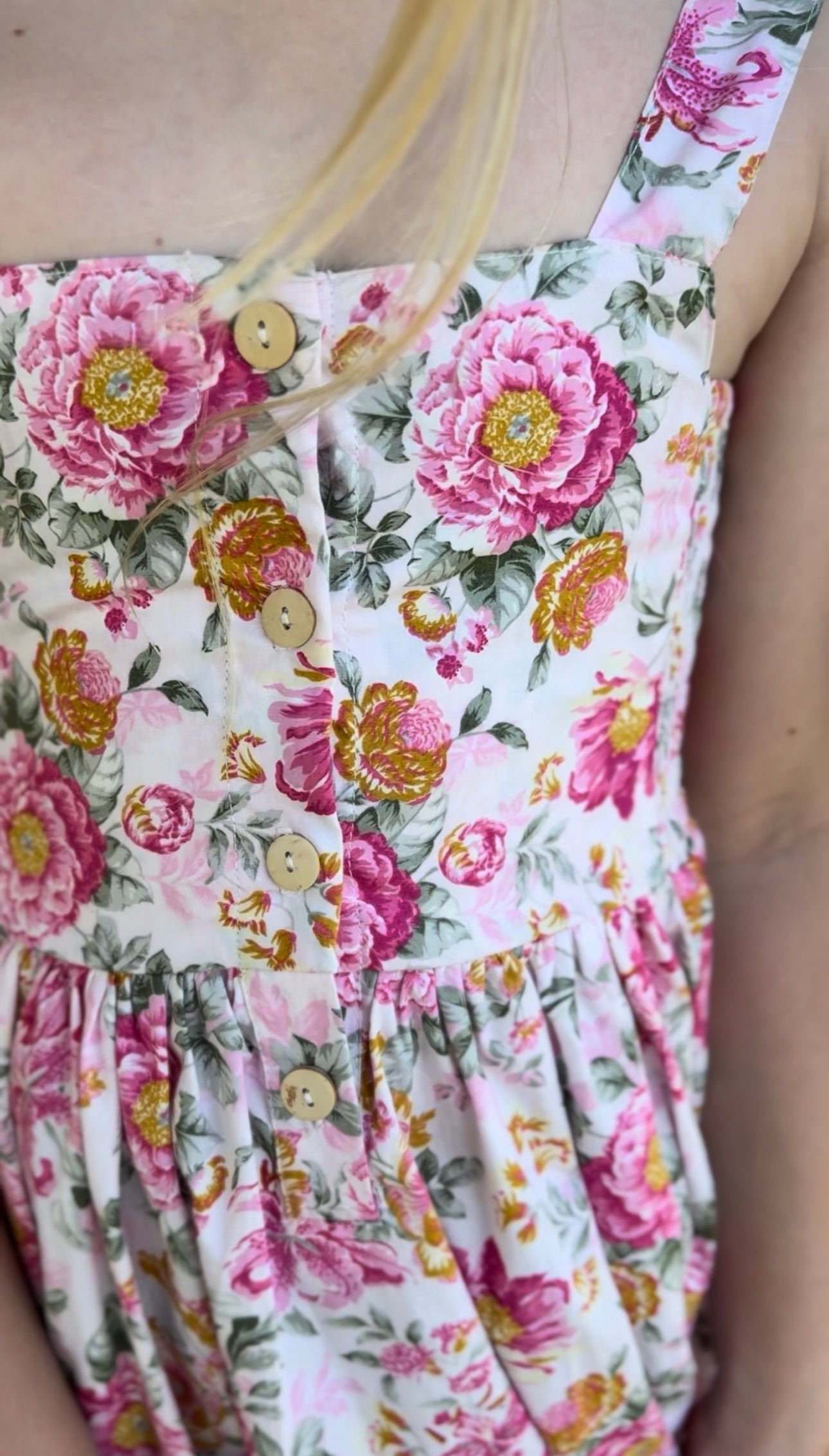 Evelyn button dress- pink rose