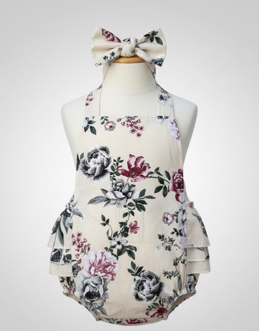 Winnie ruffle bum halter romper