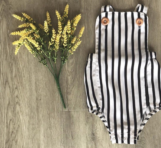 Black & white stripe romper