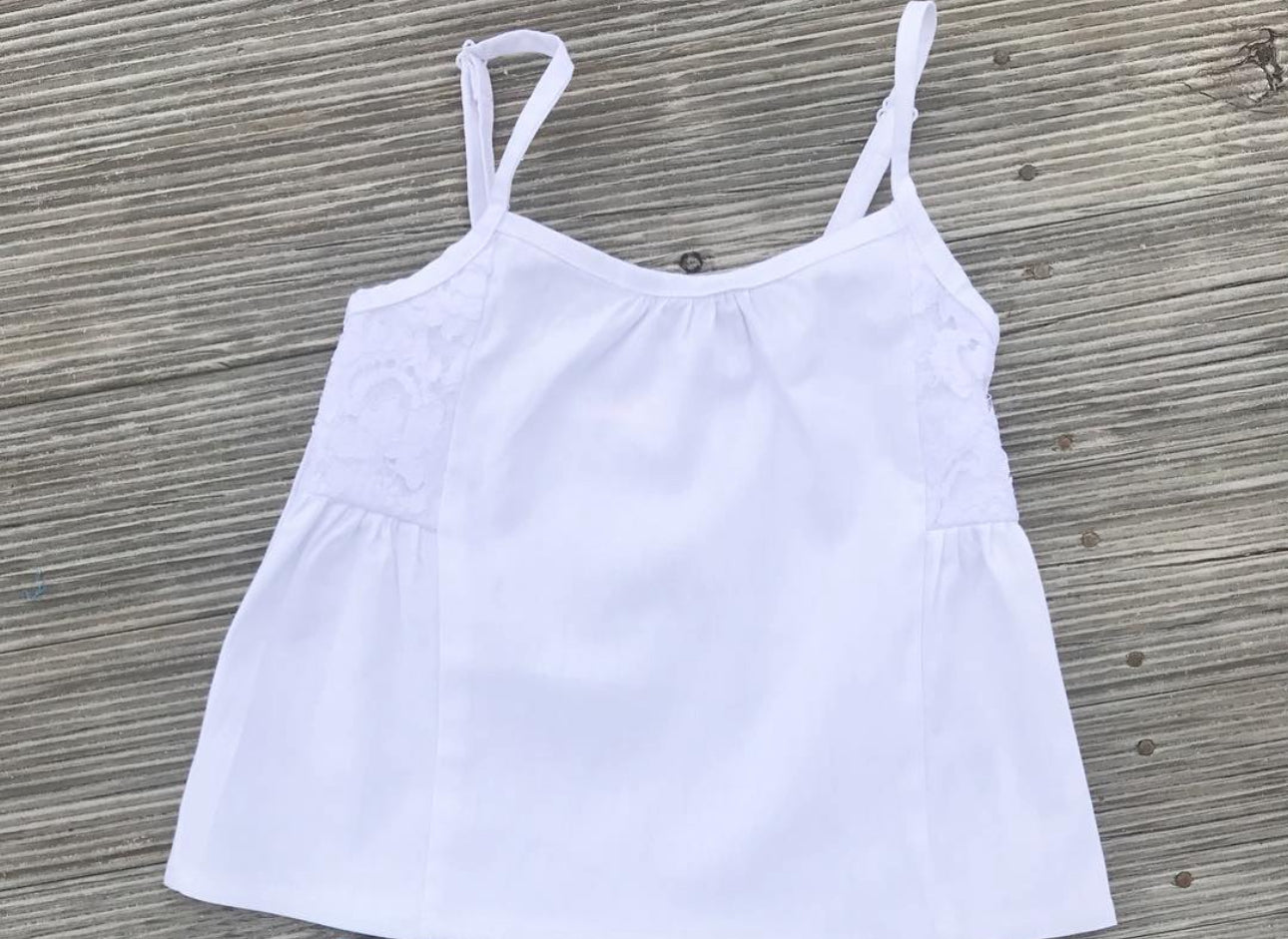 White cotton linen singlet