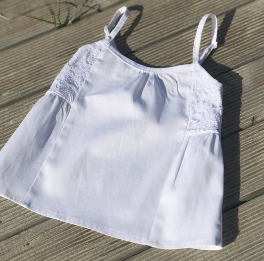 White cotton linen singlet